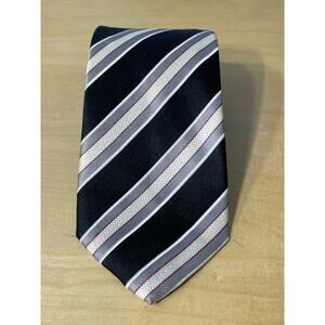 Donald Trump Signature Collection Silk Necktie Black Gray Red Pinstripe Repp Tie